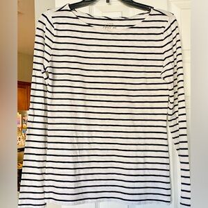 J Crew Artist Tee in White and Blue-Black Stripes.  EUC.  Size Small. 100%Cotton